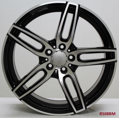 19" X 8" Aluminum Black Machine Face Wheels Set - Dynamic Performance - R508-BM-19x8-5x112-35-66.56