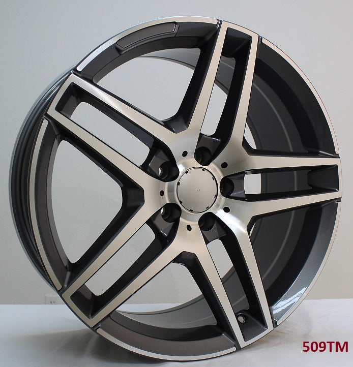 19" X 8.5/9.5" Staggered Aluminum Titanium Machine Face Wheels Set - Dynamic Performance - R509-TM-19x8.5/9.5-5x112-35/35-66.56