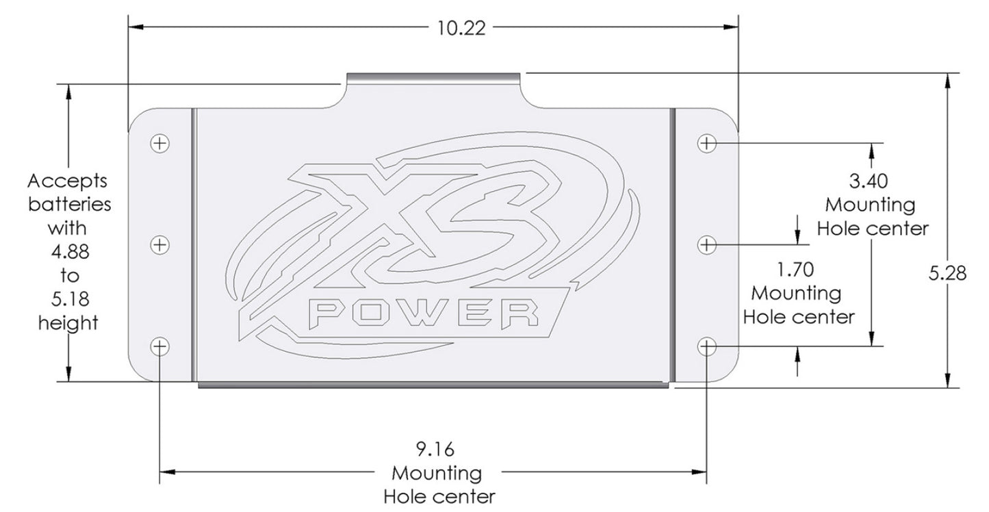 XS Power Batteries 375 Series Stamped Aluminum Side Mount Box with no Window 510