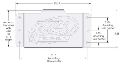 XS Power Batteries 375 Series Stamped Aluminum Side Mount Box with no Window 510