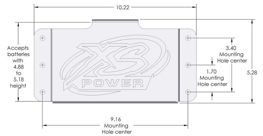 XS Power Batteries 375 Series Stamped Aluminum Side Mount Box with no Window 510
