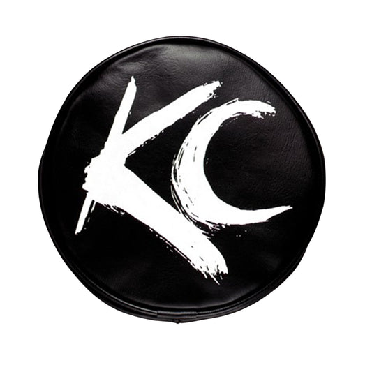 KC HiLiTES 6" Soft Vinyl Cover - Round - Pair - Black / White KC Script Logo 5117