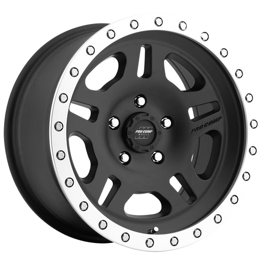 Pro Comp Wheels La Paz Satin Black Machined 16x8 5x4.5 4.5BS Offset 0mm Cap P/N 502932700 5129-6865