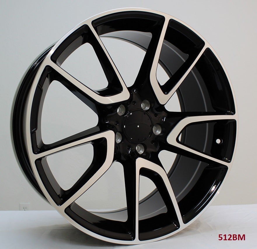 20" X 8.5" Aluminum Black Machine Face Wheels Set - Dynamic Performance - R512-BM-20x8.5-5x112-42-66.56