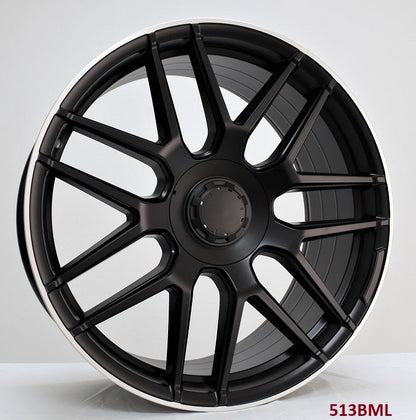 20" X 8.5" Aluminum Satin Black Machine Lip Wheels Set - Dynamic Performance - R513-BML-20x8.5-5x112-35-66.56