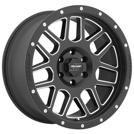 Pro Comp Wheels Vertigo Satin Black Milled 20x9 6x135 5.25BS Offset 6mm Cap P/N 5040556000 5140-293652