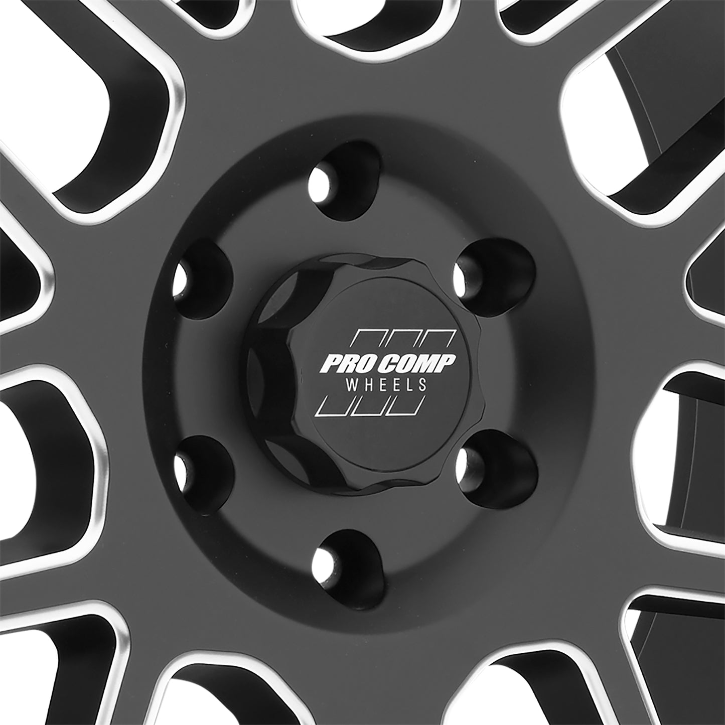 Pro Comp Wheels Vertigo Satin Black Milled 17x9 6x5.5 4.75BS Offset -6mm Cap P/N 5040556000 5140-7983