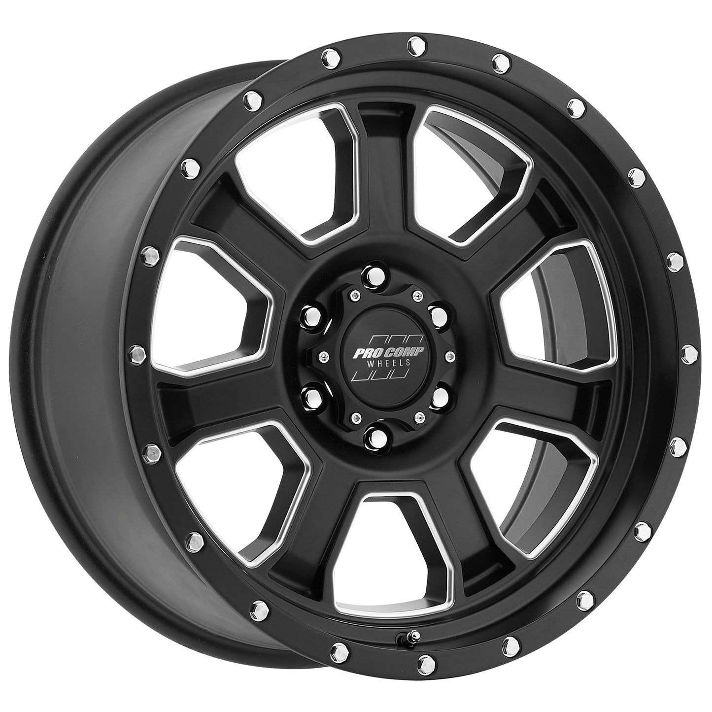 Pro Comp Wheels Sledge Satin Black Milled 20X9 6x135 5BS Offset 0mm Cap P/N 503434200 5143-2936
