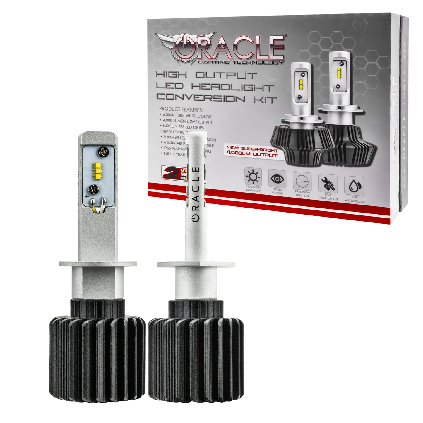 Oracle Lighting 5243-001 - ORACLE H1 4000 Lumen LED Headlight Bulbs (Pair)
