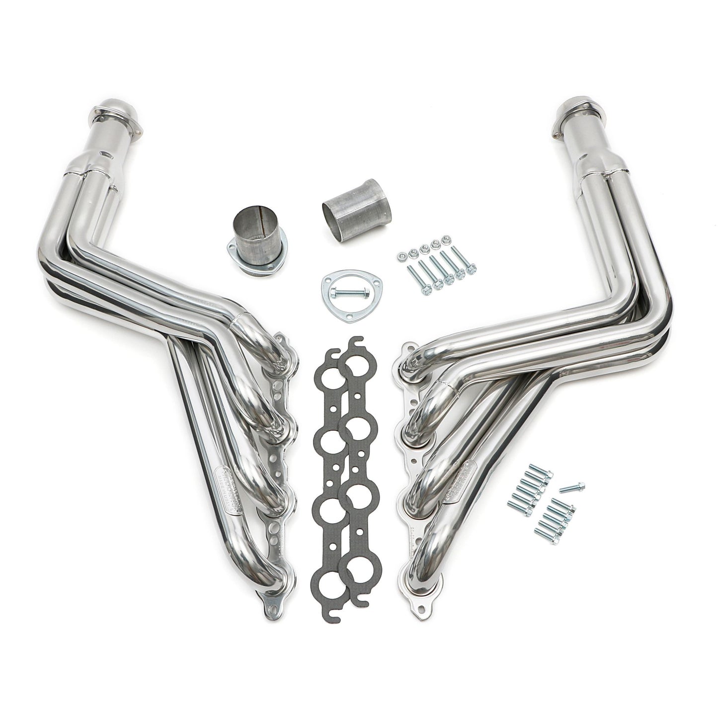 Hedman Hedders HEDMAN HEADERS 1968-72 CHEVELLE/EL CAMINO (AND RELATED A-BODIES) LS SWAP HEADERS; AUTO TRANSMISSION; 1-3/4 IN. LONG TUBE; 3 IN. BALL/SOCKET COLLECTOR- HTC SILVER CERAMIC COATED 68156