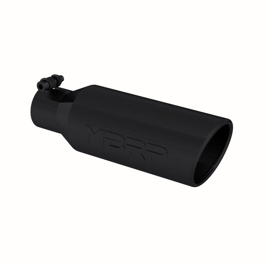 MBRP Exhaust Tip; 4in. O.D.; Angled Rolled End; 2.5in. inlet; 12in. in length; Black T5150BLK