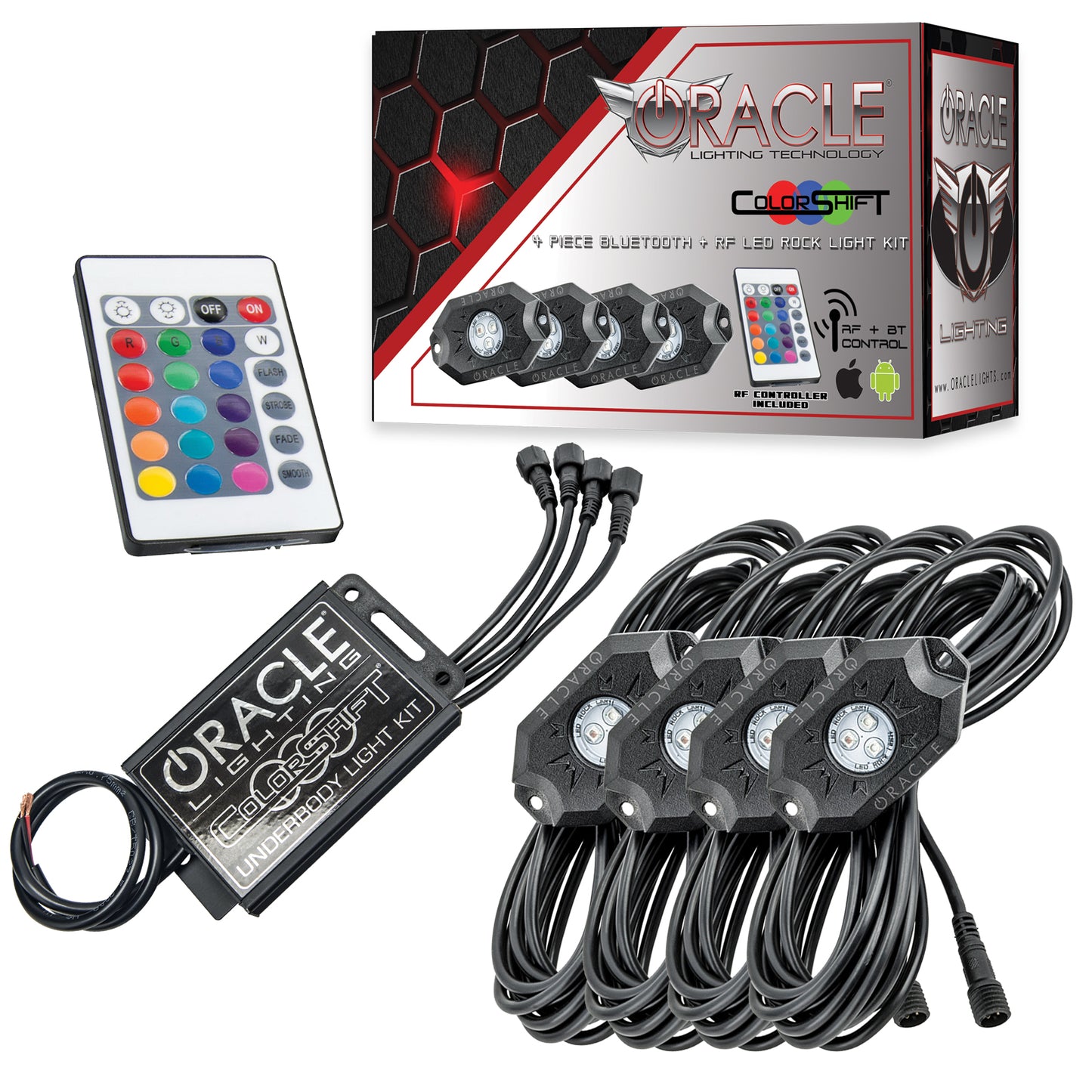 Oracle Lighting 5818-333 - ORACLE Bluetooth + RF ColorSHIFT Underbody Rock Light Kit - 4 PCS