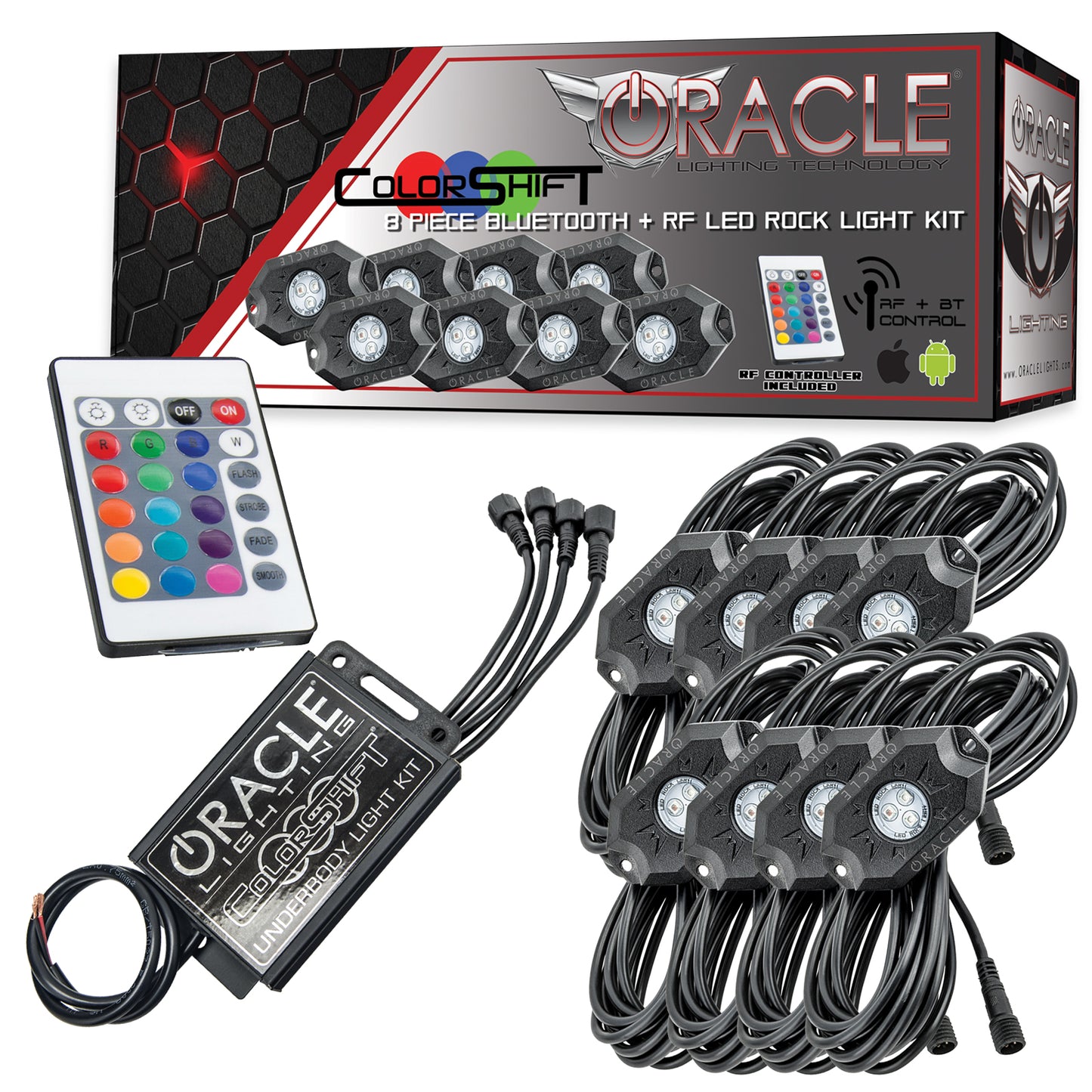Oracle Lighting 5819-333 - ORACLE Bluetooth + RF ColorSHIFT Underbody Rock Light Kit - 8 PCS