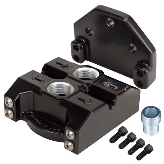 Derale Premium -10AN Ports Up Single Filter Mount, 13/16"-16 Filter Threads 35728