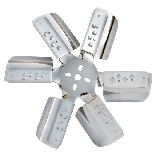 Derale 17" Heavy Duty Stainless Steel Reverse Rotation Flex Fan, Chrome Hub 17817