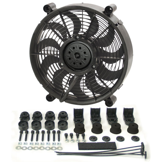 Derale 12" High Output Single RAD Pusher/Puller Fan with Premium Mount Kit 16212