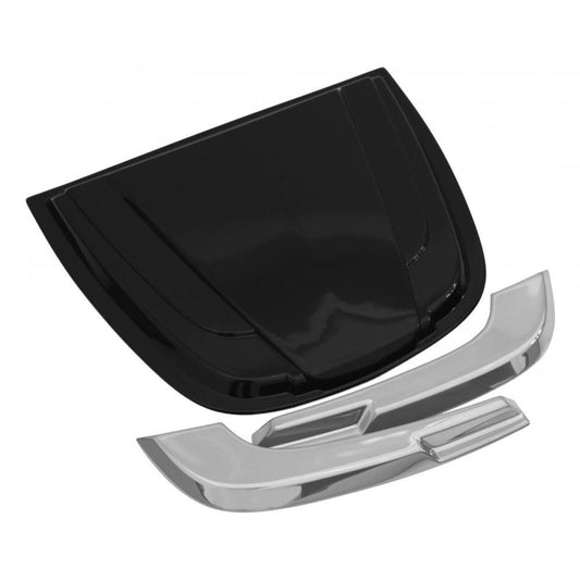 Auto Ventshade 80010 Universal Wing Hood Scoop With Smooth Dark Smoke Finish W/Chrome Trim Accents