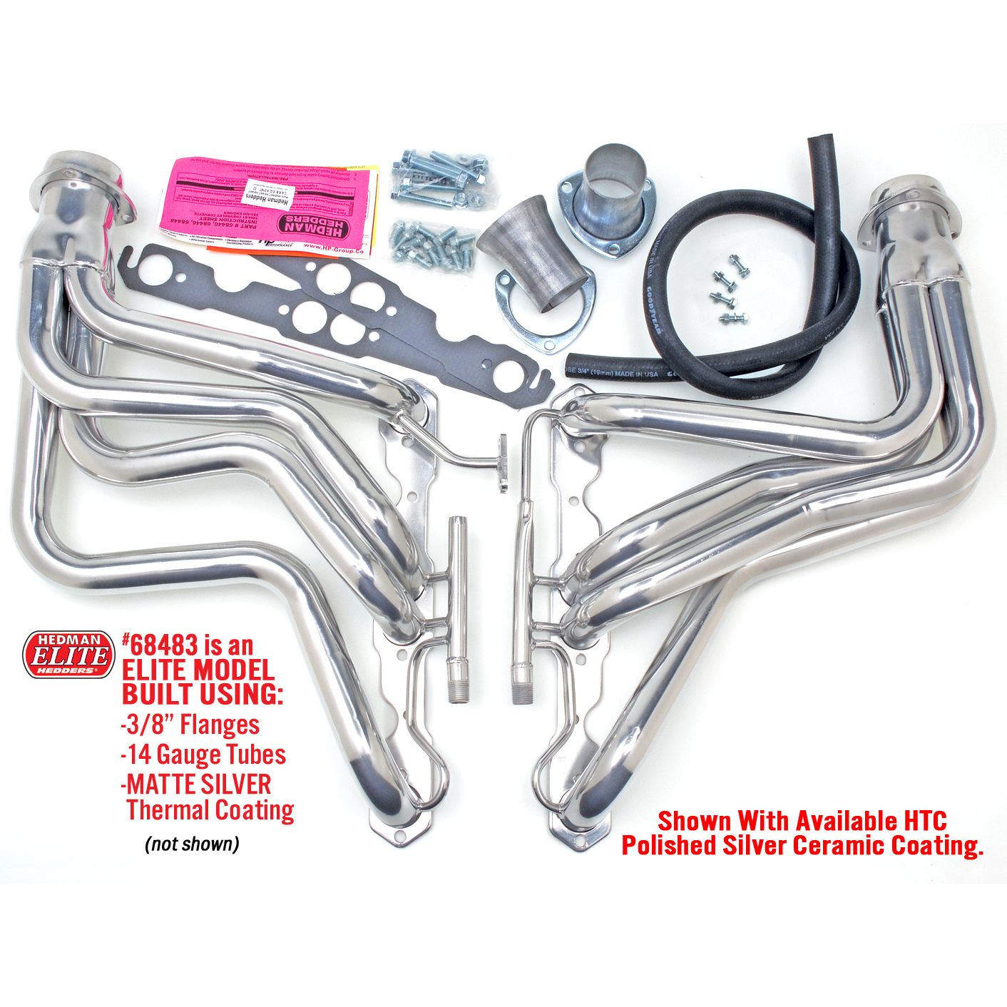 Hedman Hedders ELITE HEADERS; 1-5/8 IN. TUBE DIA.; 3 IN. COLL.; FULL LENGTH DESIGN 68487