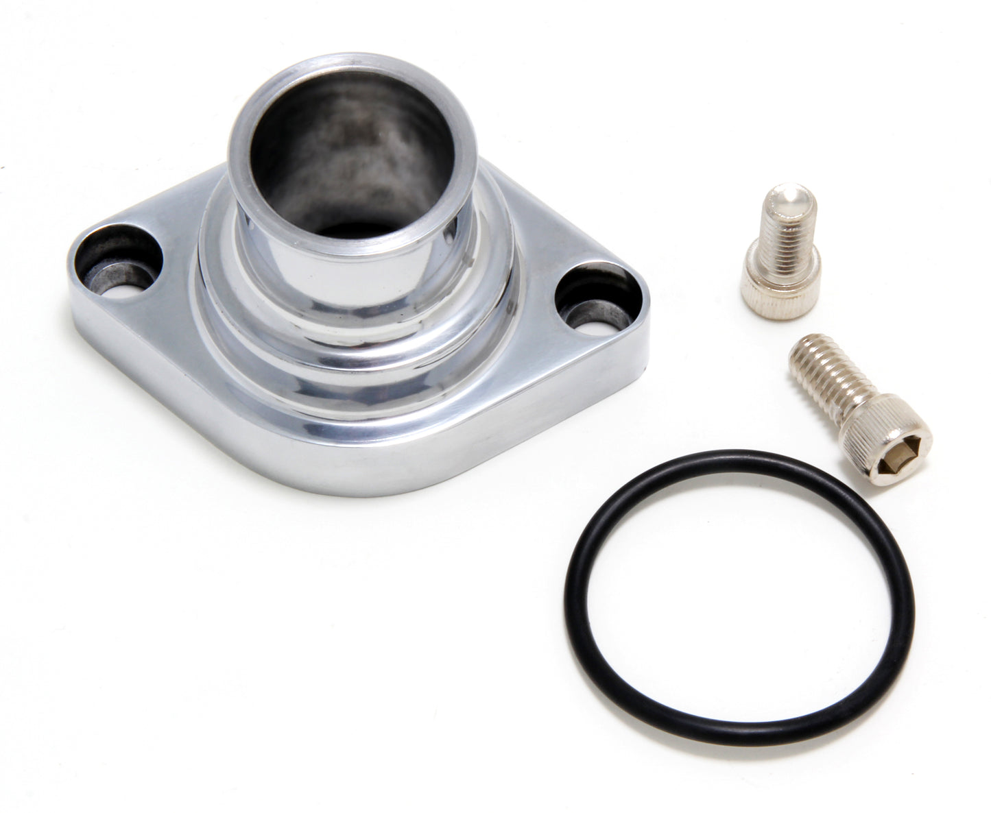 Trans-Dapt Performance Straight-Up Style Water Neck; (O-Ring Seal); Sb And Bb Chevy V8- Polished Aluminum 6002