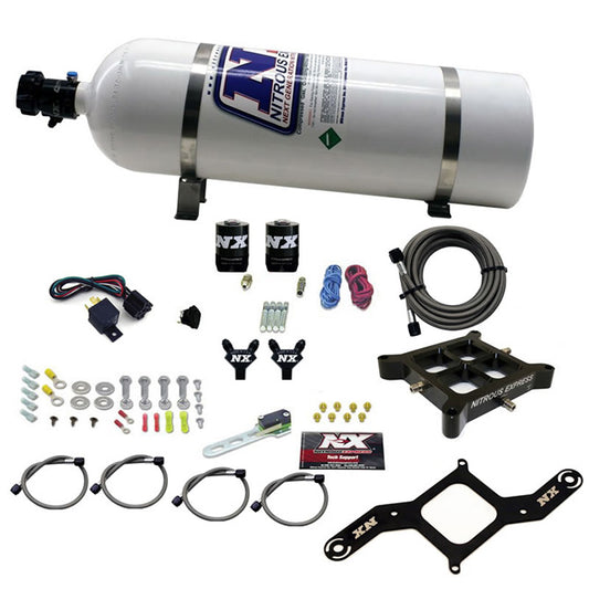 Nitrous Express 4150 BILLET CROSSBAR STAGE 6 (50-100-150-200-250-300HP) WITH 15LB BOTTLE. NX-60042-15
