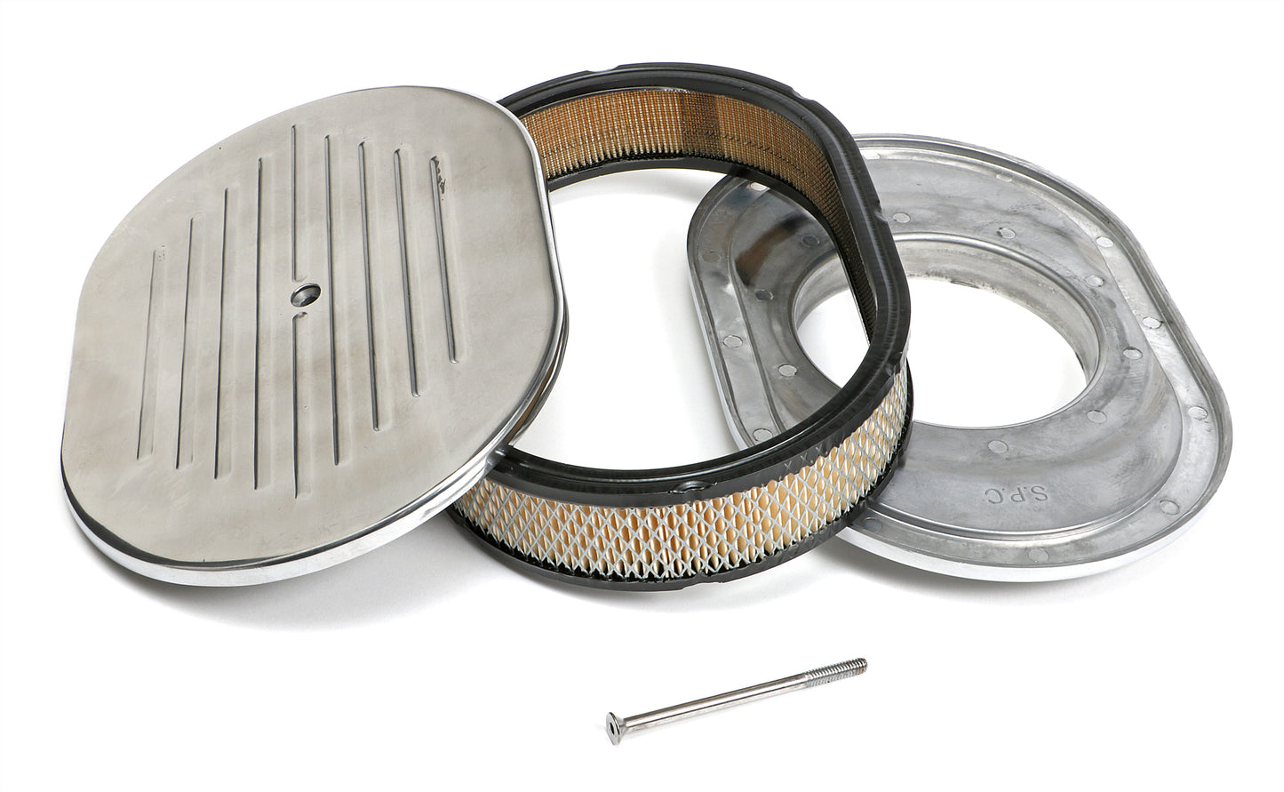 Trans-Dapt Performance Oval Air Cleaner Set Pinstripe (Ball-Milling); 8-3/8 In. Width 12 In. Length- Aluminum 6020