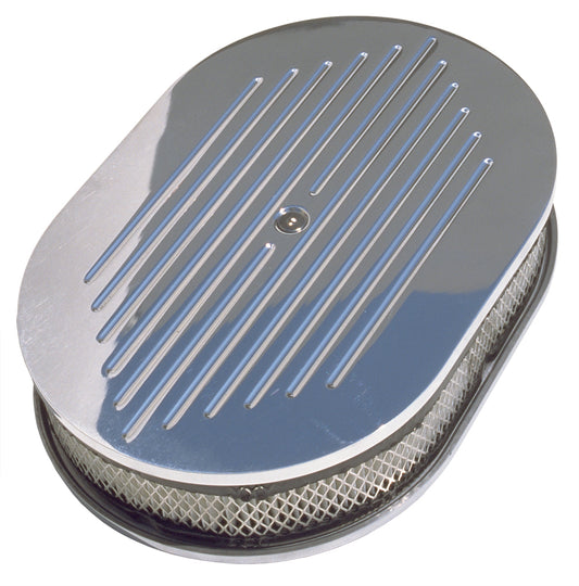 Trans-Dapt Performance Oval Air Cleaner Set Pinstripe (Ball-Milling); 8-3/8 In. Width 15 In. Length- Aluminum 6021