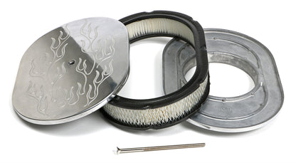 Trans-Dapt Performance Oval Air Cleaner Set Flame (Ball-Milling); 8-3/8 In. Width 12 In. Length- Aluminum 6024