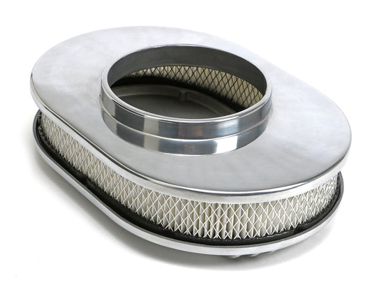 Trans-Dapt Performance Finned Aluminum Oval Air Cleaner Set; 2 In. Tall 12 In. Long 8-3/8 In. Wide 5-1/8 In. Neck 6026