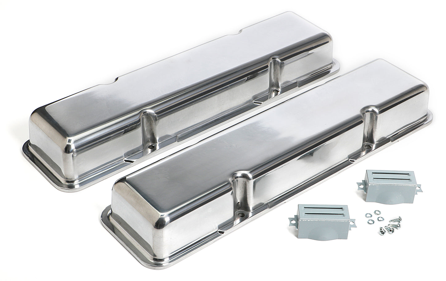 Trans-Dapt Performance Polished Aluminum Valve Covers; 58-86 Sb Chevy; Short; Plain 6031