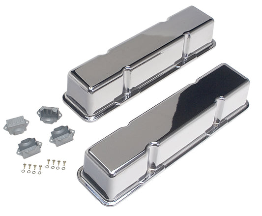 Trans-Dapt Performance Polished Aluminum Valve Covers; Tall- 1958-1986- Sb Chevrolet 283-350- Plain (No Holes) 6032