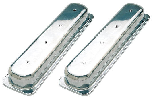 Trans-Dapt Performance Polished Aluminum Valve Covers; Short- 1987 & Up - Sb Chevrolet 305-350- Plain (No Holes) 6036