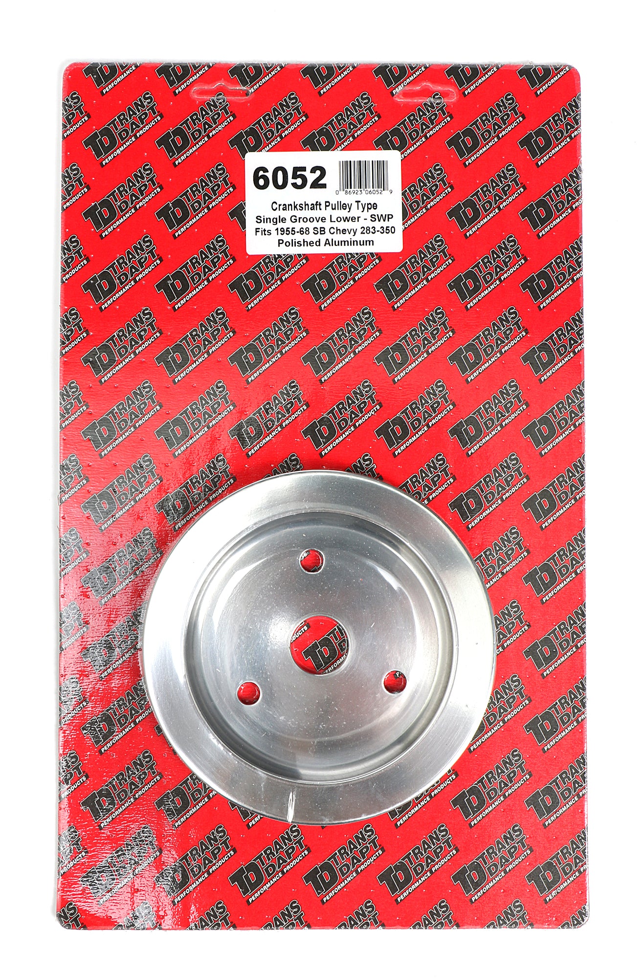 Trans-Dapt Performance Crankshaft Pulley; 1 Groove; 1955-1968 Chevrolet 283-350; Short Water Pump- Polished Aluminum 6052