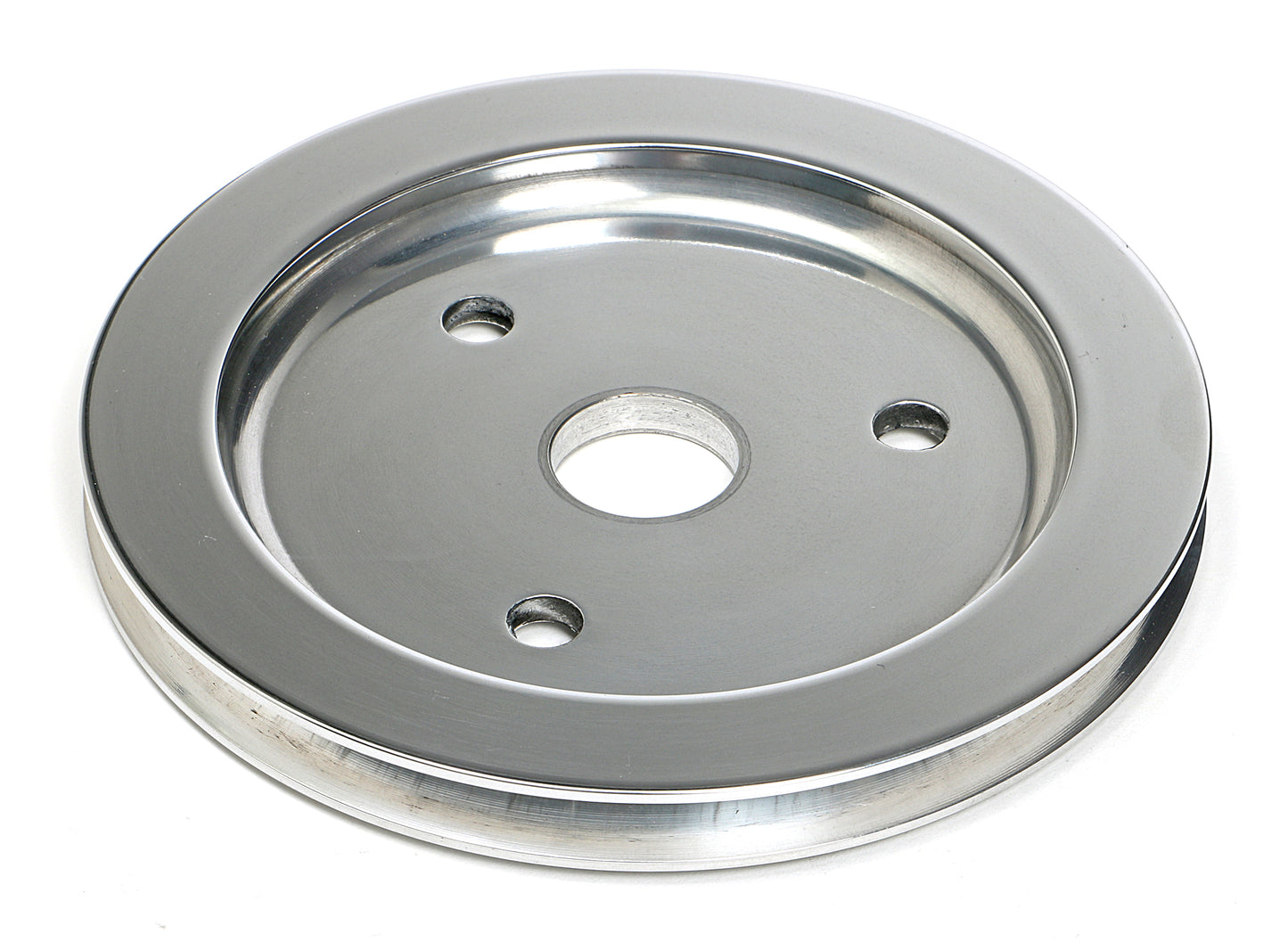 Trans-Dapt Performance Crankshaft Pulley; 1 Groove; 1955-1968 Chevrolet 283-350; Short Water Pump- Polished Aluminum 6052