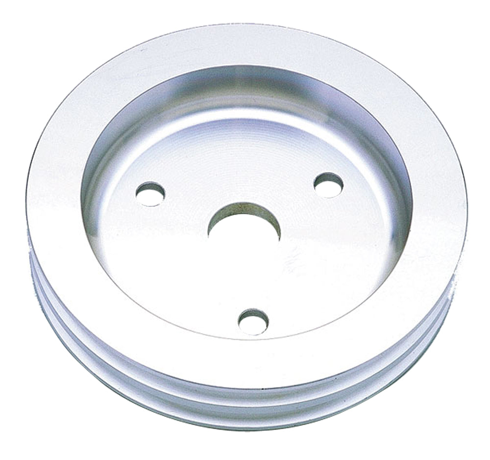 Trans-Dapt Performance Crankshaft Pulley; 2 Groove; 1955-1968 Chevrolet 283-350; Short Water Pump- Polished Aluminum 6053