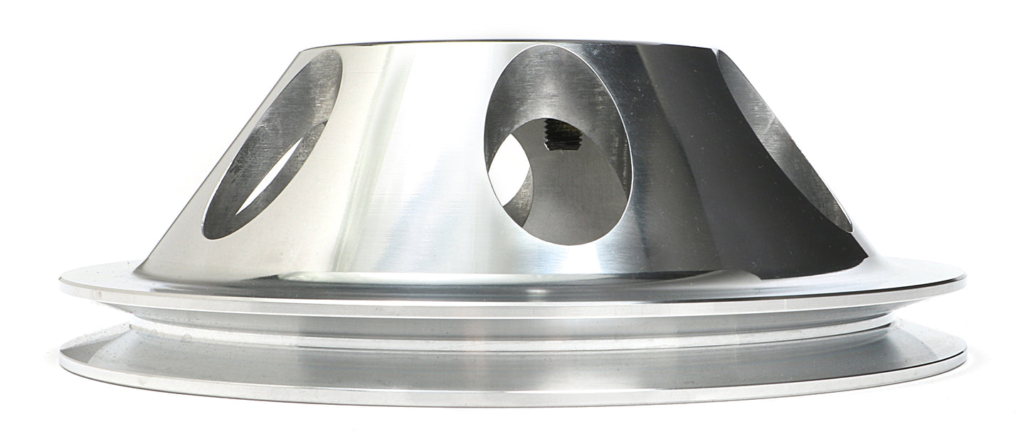 Trans-Dapt Performance Water Pump Pulley; 1 Groove; 1969-1985 Chevrolet 283-350; Long Water Pump- Polished Aluminum 6054