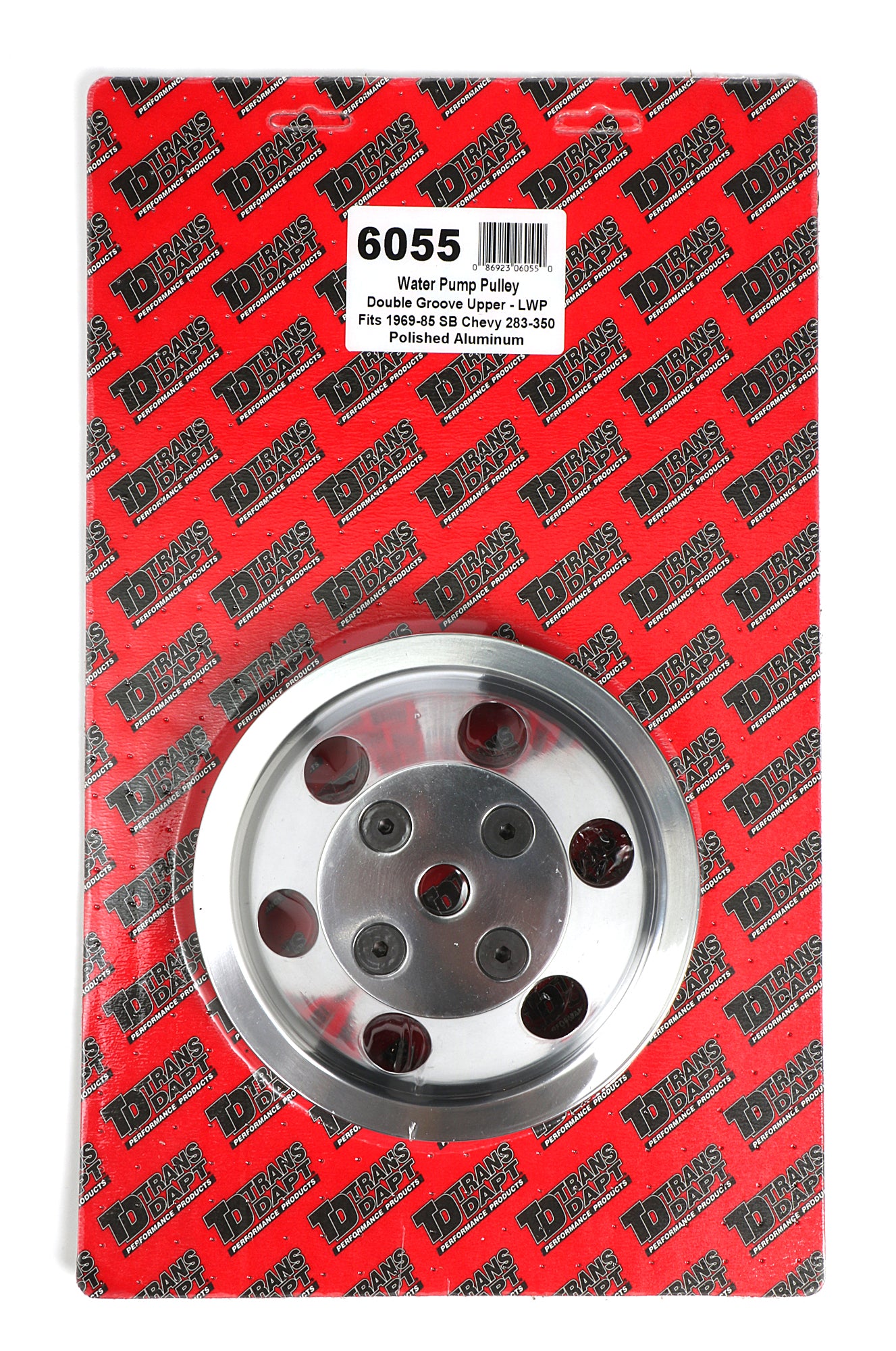 Trans-Dapt Performance Water Pump Pulley; 2 Groove; 1969-1985 Chevrolet 283-350; Long Water Pump- Polished Aluminum 6055