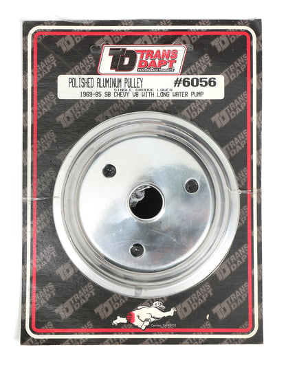 Trans-Dapt Performance Crankshaft Pulley; 1 Groove; 1969-1985 Chevrolet 283-350; Long Water Pump- Polished Aluminum 6056