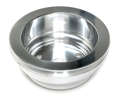 Trans-Dapt Performance Crankshaft Pulley; 1 Groove; 1969-1985 Chevrolet 283-350; Long Water Pump- Polished Aluminum 6056
