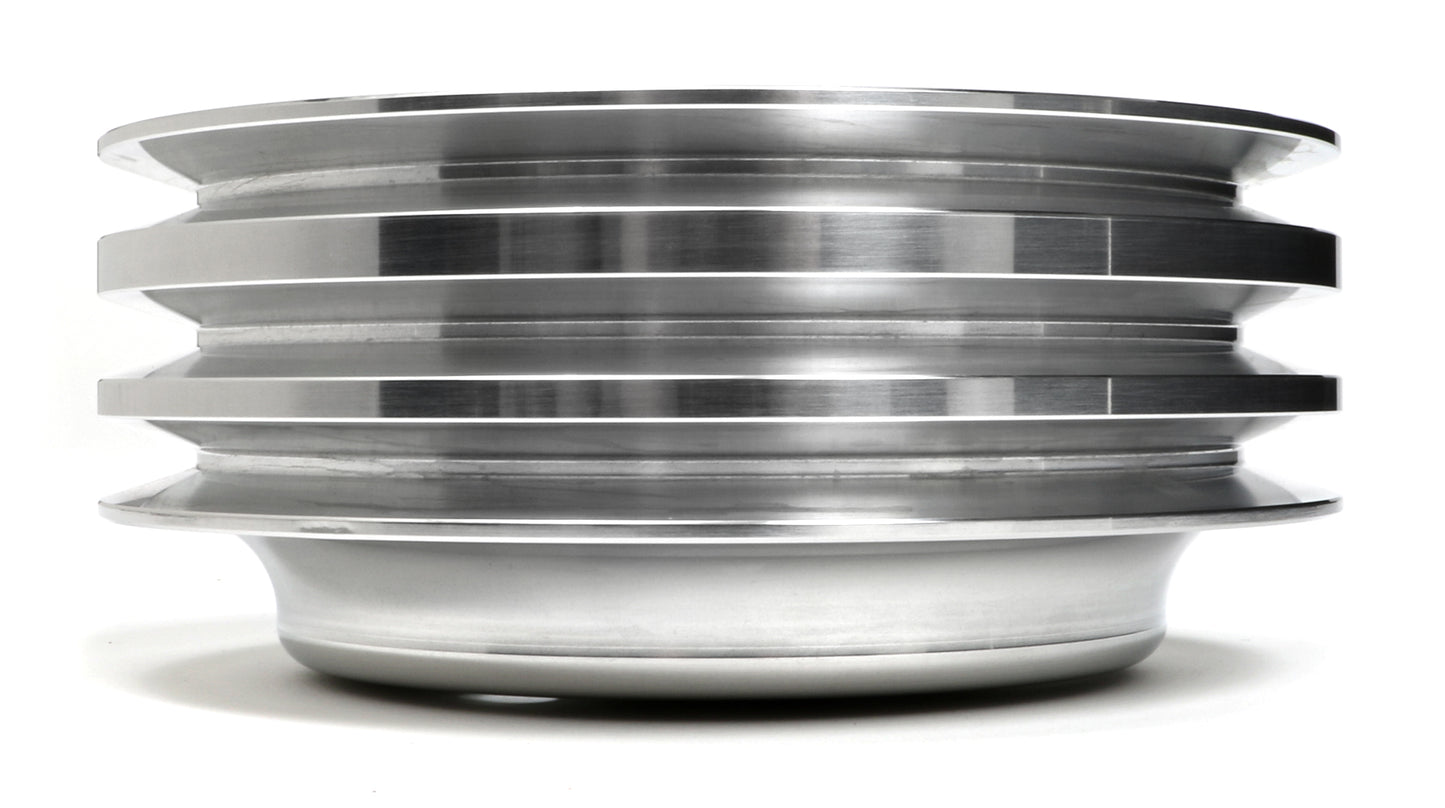 Trans-Dapt Performance Crankshaft Pulley; 3 Groove; 1955-1968 Chevrolet 283-350; Long Water Pump- Polished Aluminum 6058