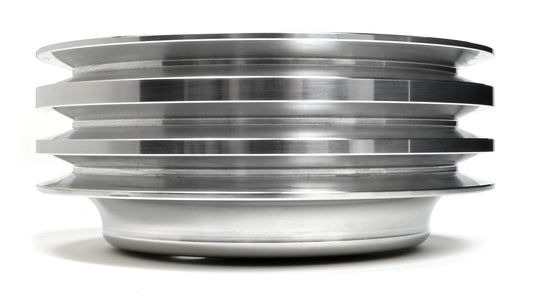 Trans-Dapt Performance Crankshaft Pulley; 3 Groove; 1955-1968 Chevrolet 283-350; Long Water Pump- Polished Aluminum 6058