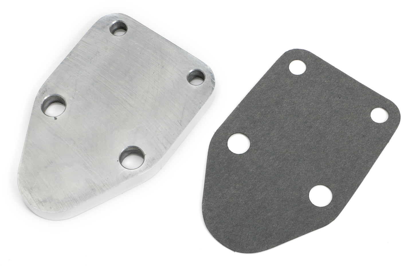 Trans-Dapt Performance Fuel Pump Block-Off Plate; Sb Chevy 283-400; Pinstripes (Ball-Milled)- Aluminum 6064