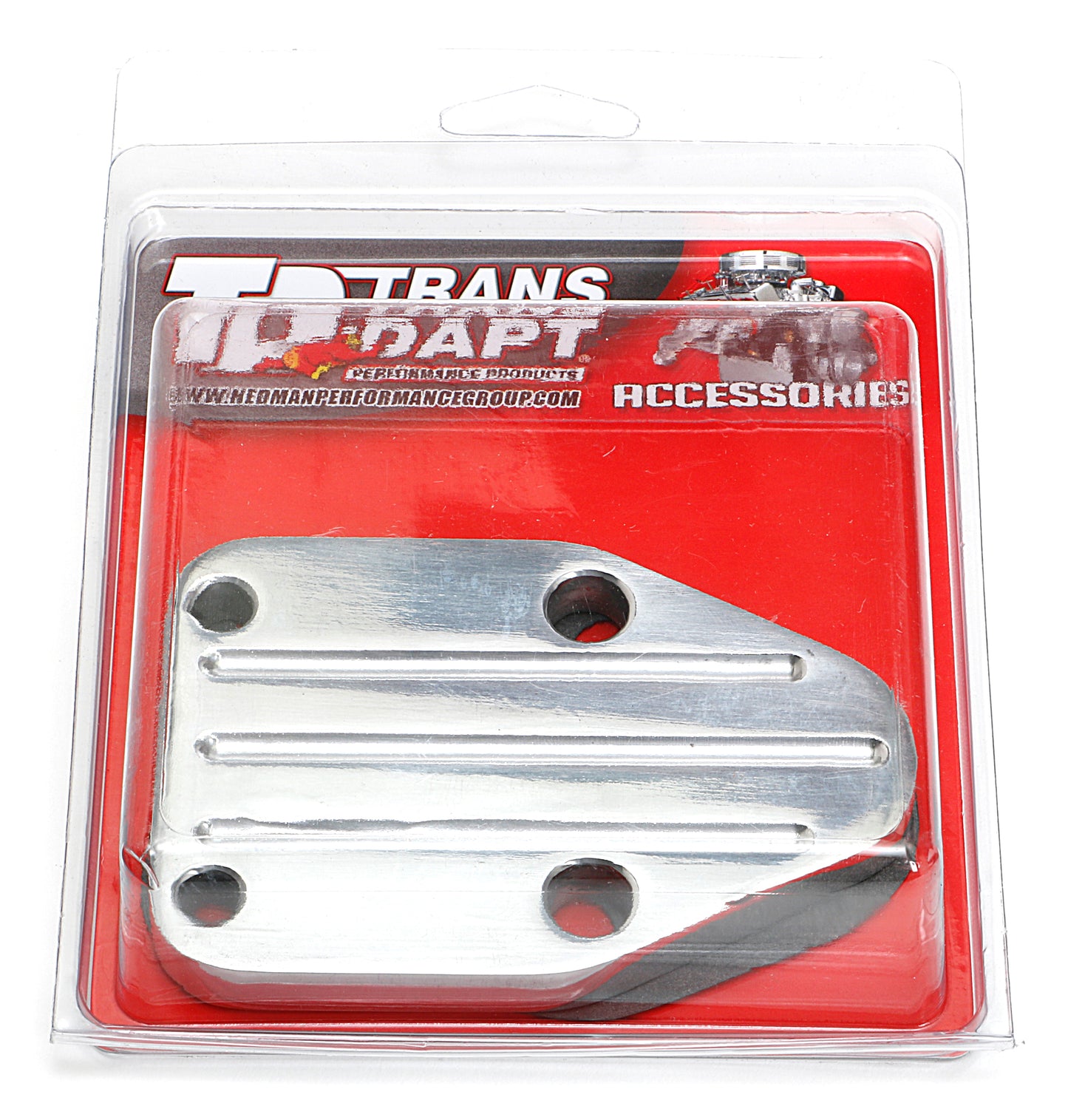 Trans-Dapt Performance Fuel Pump Block-Off Plate; Sb Chevy 283-400; Pinstripes (Ball-Milled)- Aluminum 6064