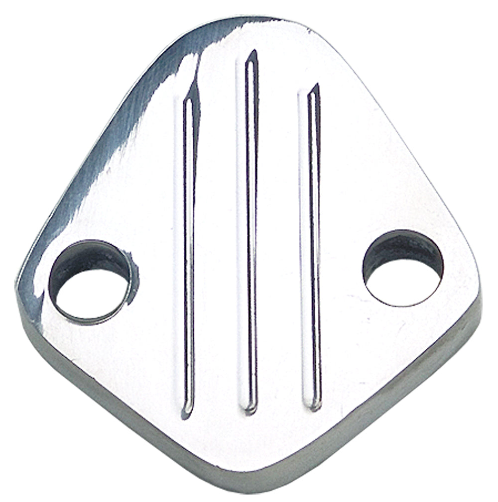 Trans-Dapt Performance Fuel Pump Block-Off Plate; Bb Chevy 396-454 V6 (1-3/4 In. Centers); Pinstripes (Ball-Milled)- Aluminum 6065