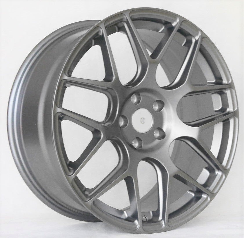 19" X 8.5/9.5" Staggered Aluminum Semi Titanium Wheels Set - Dynamic Performance - T606-ST-19x8.5/9.5-5x112-35/38-66.56