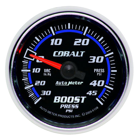AutoMeter 2-1/16 in. BOOST/VACUUM 30 IN HG/45 PSI COBALT 6108