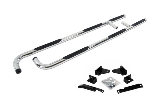 Go Rhino 61090PS 6000 Side Steps With Mounting Bracket Kit 1Piece WheeltoWheel Polished Stainless Steel