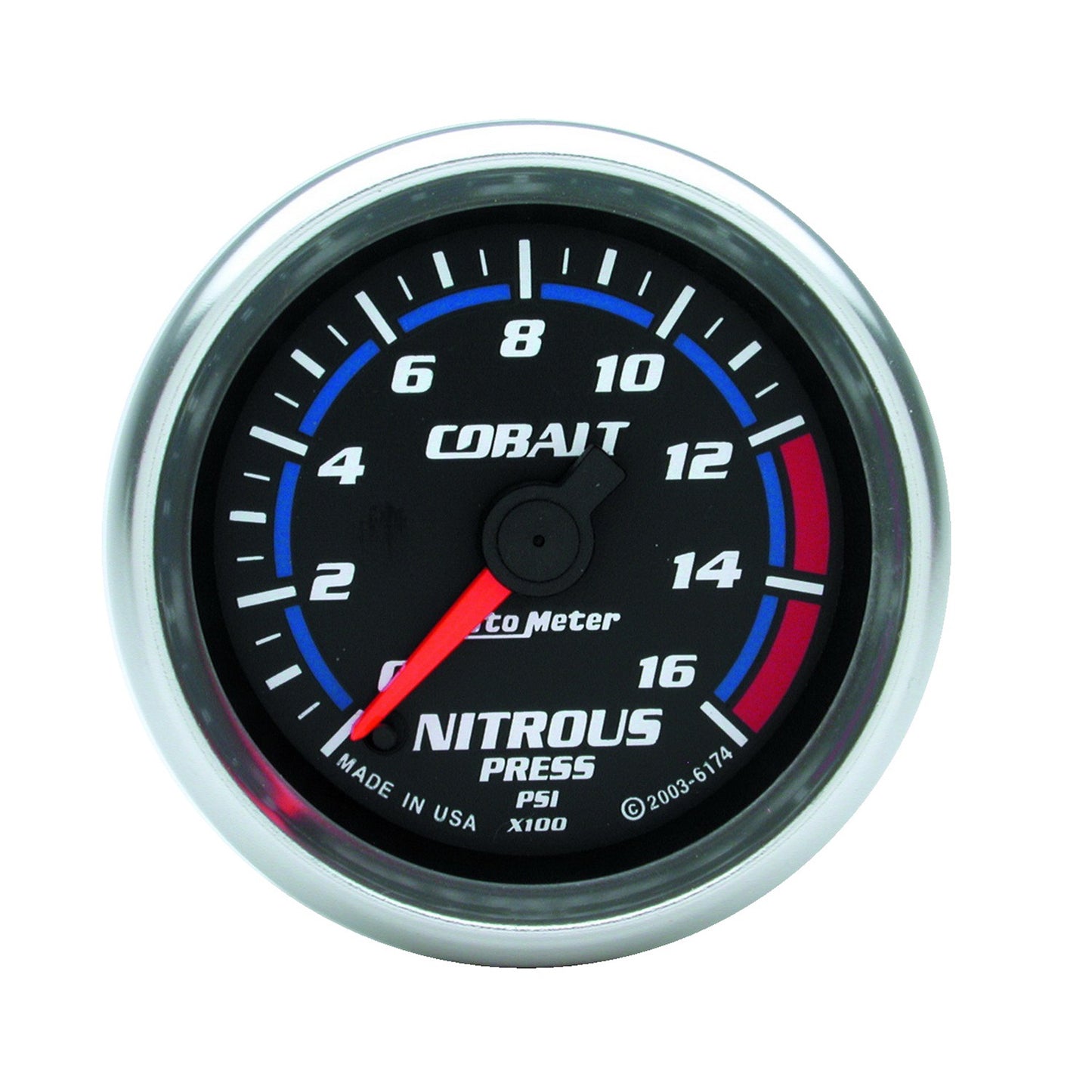 AutoMeter 2-1/16 in. NITROUS PRESSURE 0-1600 PSI COBALT 6174
