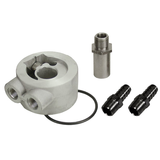 Derale Thermostatic Sandwich Adapter Kit with 3/8" NPT Ports and 20x1.5mm Filter Thread 15732