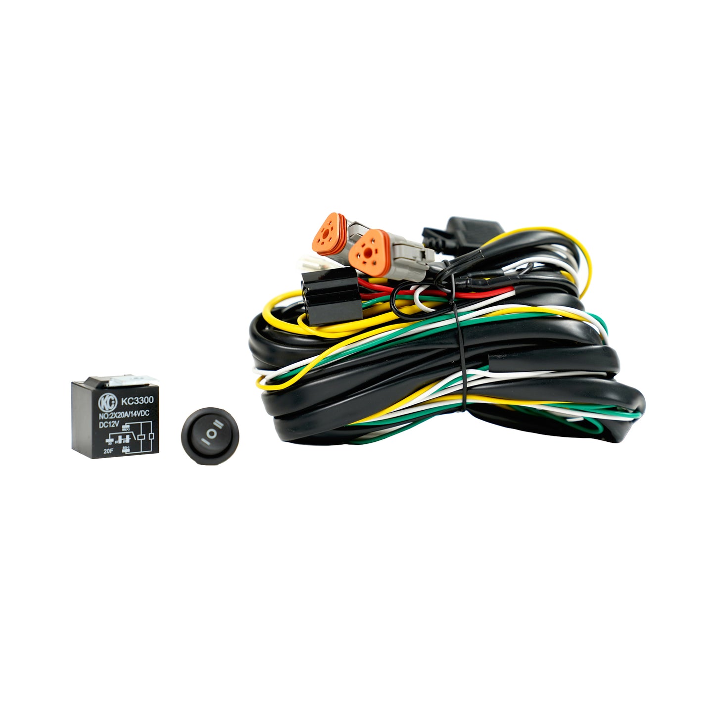 KC HiLiTES Wiring Harness - FLEX ERA - 40 Amp Relay - 3 Position LED Rocker Switch - 3-Pin Deutsch Connectors 6311