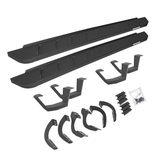 Go Rhino 6344256820PC RB10 Running Boards With Mounting Brackets & 2 Pairs Of Drop Steps Kit Textured Black